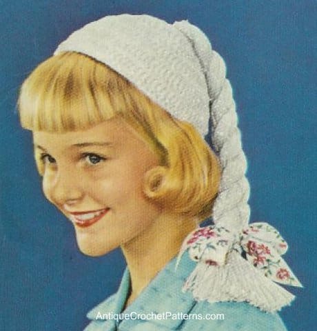 Vintage Crochet Pigtail Beanie
