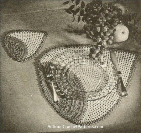 Vintage crochet doily luncheon set