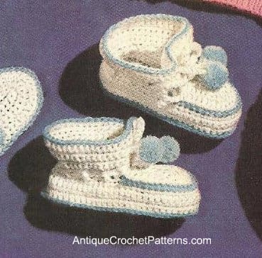Easy Baby Booties White And Blue