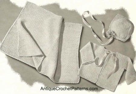 Newborn Baby Set Bonnet, Sweater, And Blanket