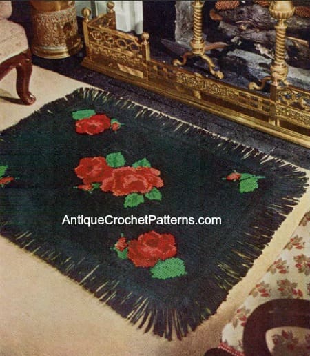Black Embroidered Rug Free Crochet Pattern
