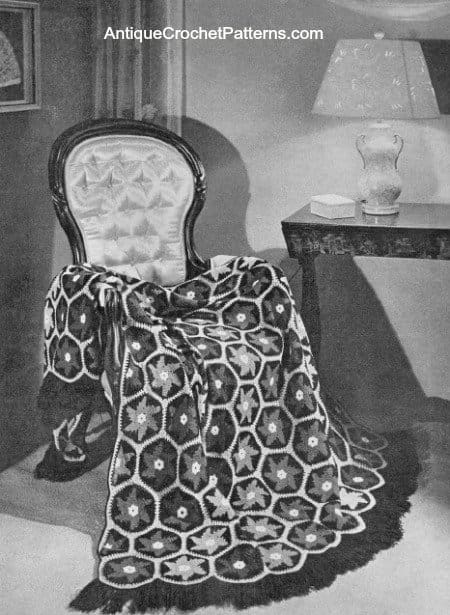 Crochet Afghan Hexagon Floral Afghan
