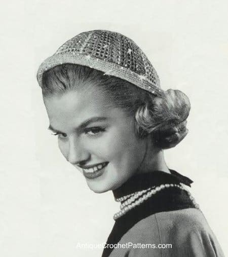 Vintage Crochet Roll Brim Hat