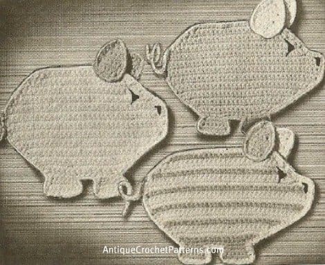 Crochet Potholder - The Three Little Pigs