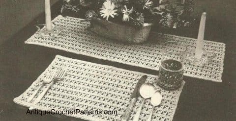 Placemat, Runner, And Glass Jacket Crochet Pattern