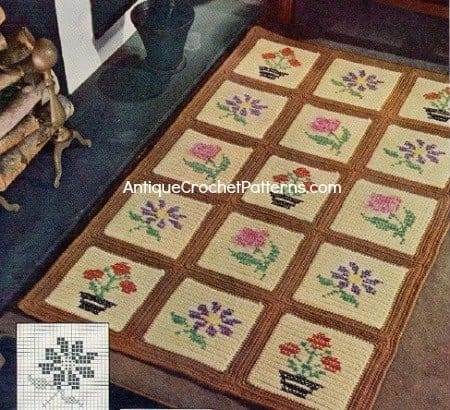 Embroidered Block Rug Free Crochet Pattern